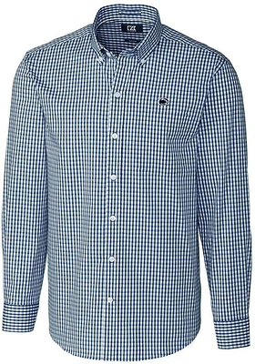 Cutter and Buck Penn State Nittany Lions Mens Navy Blue Easy Care Gingham Long Sleeve Dress Shirt