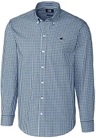 Cutter and Buck Penn State Nittany Lions Mens Navy Blue Easy Care Gingham Long Sleeve Dress Shirt