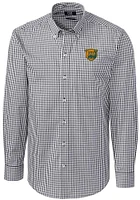 Cutter and Buck Baylor Bears Mens Charcoal Logo Easy Care Gingham Long Sleeve Dress Shirt