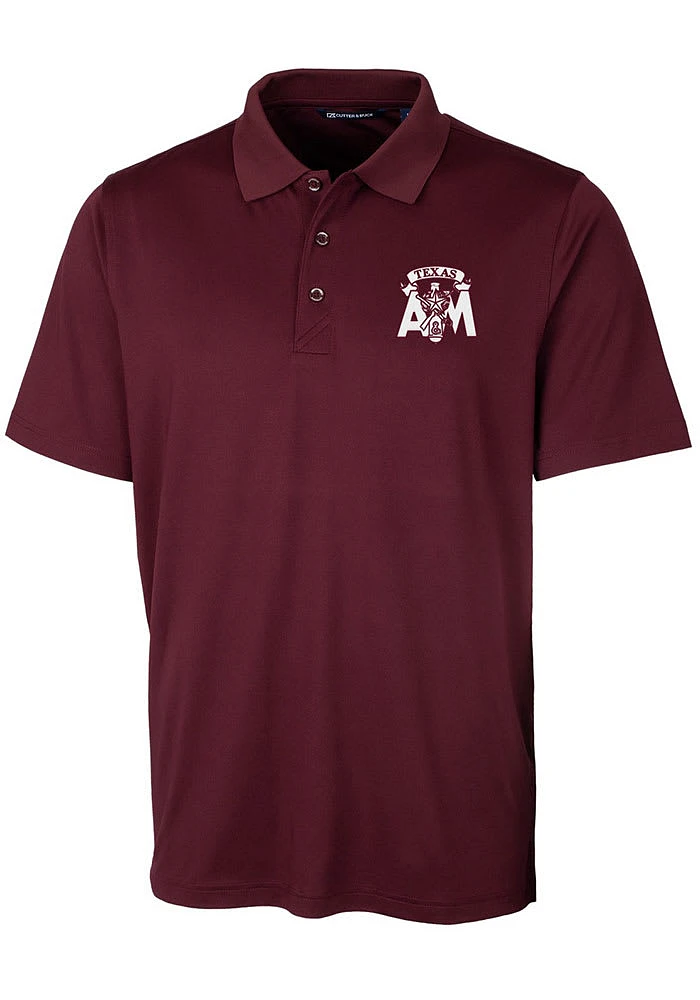 Cutter and Buck Texas A&M Aggies Mens Maroon Logo Forge Short Sleeve Polo