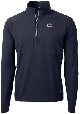 Cutter and Buck Cincinnati Reds Mens Navy Blue Americana Adapt Eco Hybrid Long Sleeve Qtr Zip Pu..