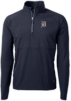 Cutter and Buck Detroit Tigers Mens Navy Blue Americana Adapt Eco Hybrid Long Sleeve Qtr Zip Pul..