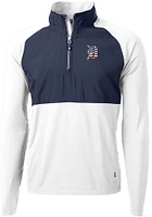 Cutter and Buck Detroit Tigers Mens White Americana Adapt Eco Hybrid Long Sleeve Qtr Zip Pullove..