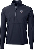 Cutter and Buck Milwaukee Brewers Mens Navy Blue Americana Adapt Eco Hybrid Long Sleeve Qtr Zip ..