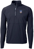 Cutter and Buck New York Mets Mens Navy Blue Americana Adapt Eco Hybrid Long Sleeve Qtr Zip Pull..