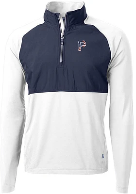 Cutter and Buck Pittsburgh Pirates Mens White Americana Adapt Eco Hybrid Long Sleeve Qtr Zip Pul..
