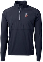 Cutter and Buck Seattle Mariners Mens Navy Blue Americana Adapt Eco Hybrid Long Sleeve Qtr Zip P..