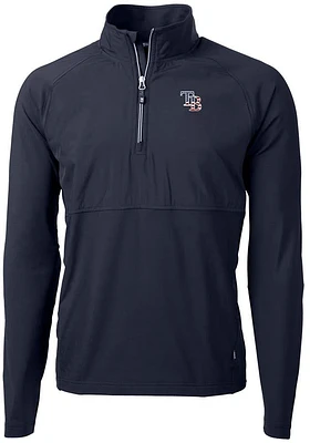 Cutter and Buck Tampa Bay Rays Mens Navy Blue Americana Adapt Eco Hybrid Long Sleeve Qtr Zip Pul..