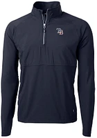 Cutter and Buck Tampa Bay Rays Mens Navy Blue Americana Adapt Eco Hybrid Long Sleeve Qtr Zip Pul..