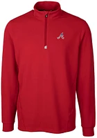 Cutter and Buck Atlanta Braves Mens Traverse Stretch Long Sleeve Qtr Zip Pullover