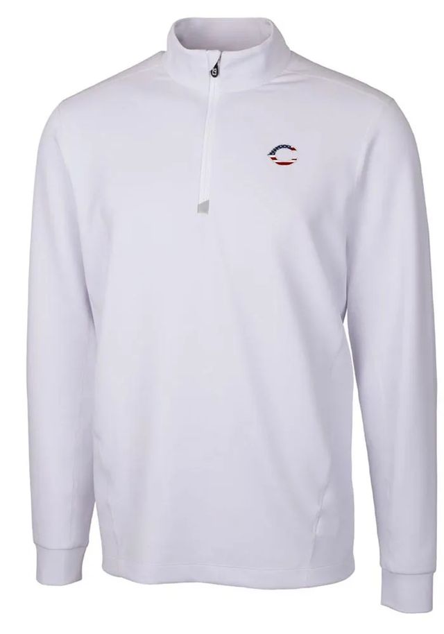 Cutter and Buck Cincinnati Reds Mens Americana Traverse Long Sleeve Qtr Zip Pullover