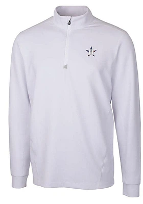 Cutter and Buck Houston Astros Mens White Americana Traverse Long Sleeve Qtr Zip Pullover