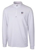 Cutter and Buck Miami Marlins Mens White Americana Traverse Long Sleeve Qtr Zip Pullover