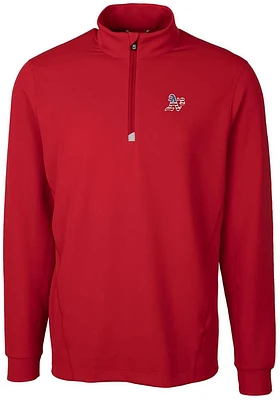 Cutter and Buck Oakland Athletics Mens Traverse Stretch Long Sleeve Qtr Zip Pullover