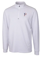 Cutter and Buck Pittsburgh Pirates Mens White Americana Traverse Long Sleeve Qtr Zip Pullover