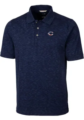 Cutter and Buck Cincinnati Reds Mens Navy Blue Advantage Space Dye Short Sleeve Polo