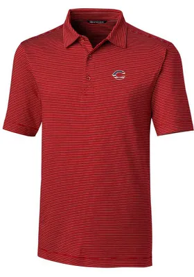 Cutter and Buck Cincinnati Reds Mens Cardinal Forge Pencil Stripe Short Sleeve Polo