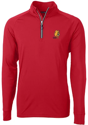 Cutter and Buck Ferris State Bulldogs Mens Red Adapt Stretch Long Sleeve Qtr Zip Pullover