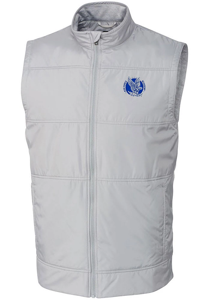 Cutter and Buck Air Force Falcons Mens Grey Stealth Hybrid Quilted Vest Big Tall
