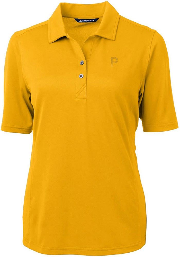 Cutter and Buck Pittsburgh Pirates Womens Gold Virtue Eco Pique Short Sleeve Polo Shirt