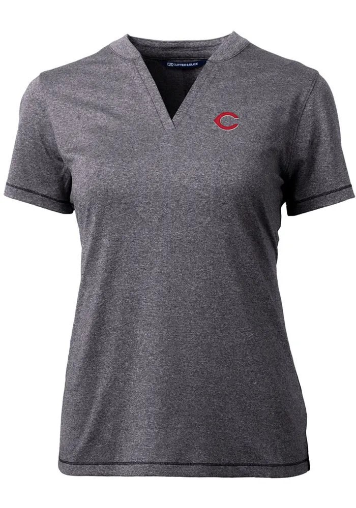 Cutter and Buck Cincinnati Reds Womens Charcoal Forge Blade Short Sleeve T-Shirt