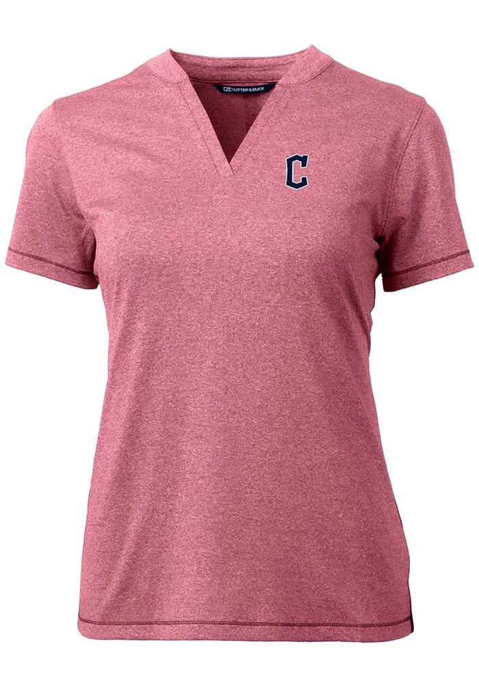 Cutter and Buck Cleveland Guardians Womens Cardinal C Logo Forge Short Sleeve T-Shirt