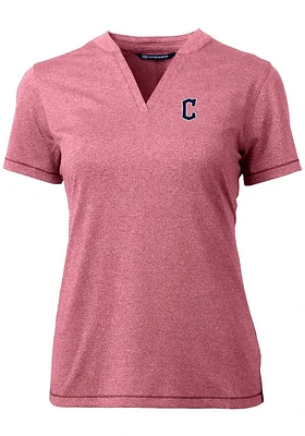 Cutter and Buck Cleveland Guardians Womens Cardinal C Logo Forge Short Sleeve T-Shirt