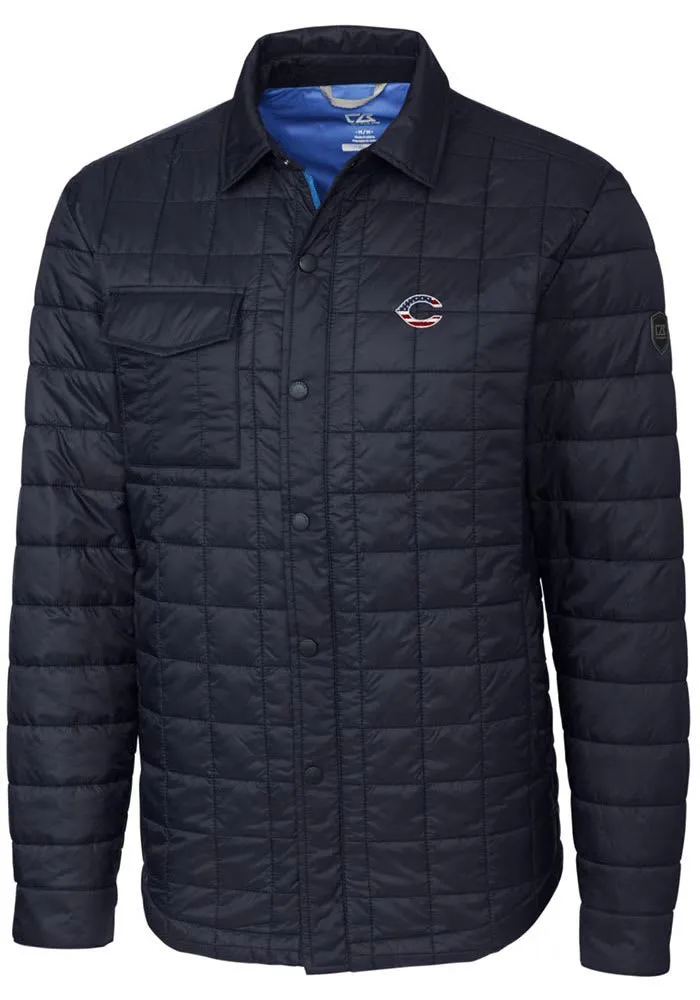 Cutter and Buck Cincinnati Reds Mens Navy Blue Rainier PrimaLoft Quilted Outerwear Lined Jacket