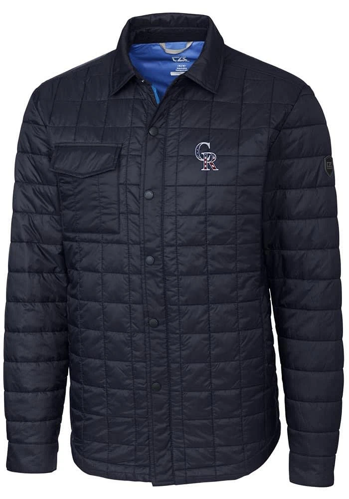 Cutter and Buck Colorado Rockies Mens Navy Blue Rainier PrimaLoft Quilted Outerwear Lined Jacket