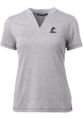 Cutter and Buck Miami Marlins Womens Forge Blade Short Sleeve T-Shirt