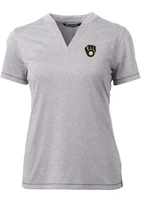 Cutter and Buck Milwaukee Brewers Womens Forge Blade Short Sleeve T-Shirt