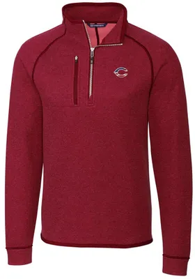 Cutter and Buck Cincinnati Reds Mens Red Americana Mainsail Long Sleeve Qtr Zip Pullover