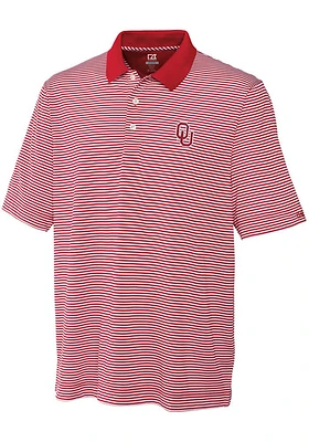 Cutter and Buck Oklahoma Sooners Mens Red Trevor Stripe Short Sleeve Polo