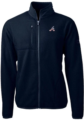 Cutter and Buck Atlanta Braves Mens Navy Blue Americana Cascade Sherpa Light Weight Jacket