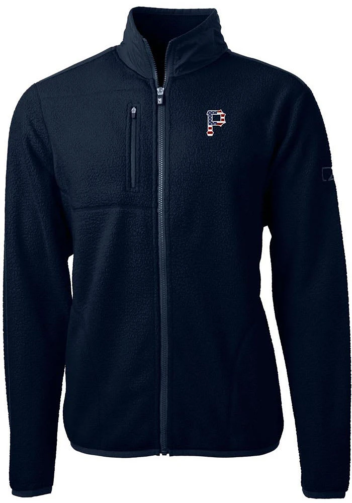 Cutter and Buck Pittsburgh Pirates Mens Navy Blue Americana Cascade Sherpa Light Weight Jacket