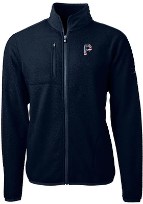 Cutter and Buck Pittsburgh Pirates Mens Navy Blue Americana Cascade Sherpa Light Weight Jacket
