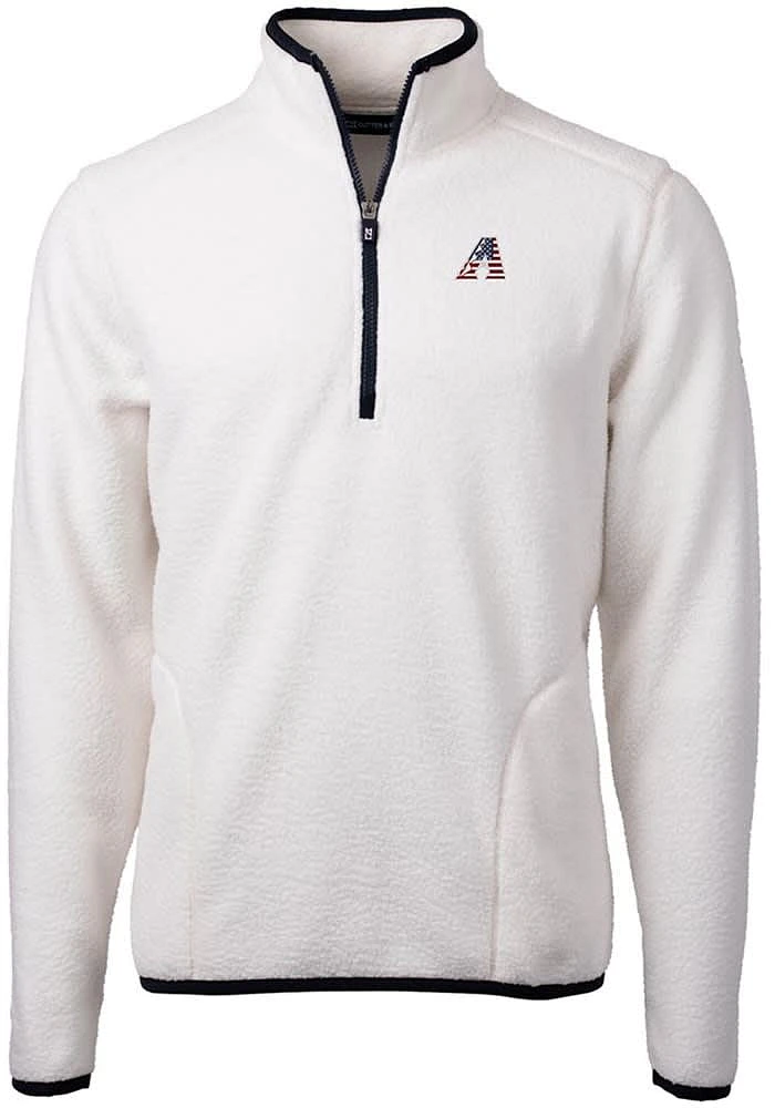 Cutter and Buck Arizona Diamondbacks Mens White Cascade Eco Sherpa Fleece Long Sleeve Qtr Zip Pull..