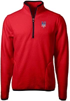 Cutter and Buck New York Mets Mens Cascade Eco Sherpa Fleece Long Sleeve Qtr Zip Pullover
