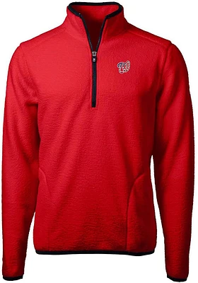 Cutter and Buck Washington Nationals Mens Red Cascade Eco Sherpa Fleece Long Sleeve Qtr Zip Pullov..