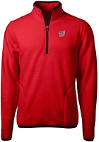 Cutter and Buck Washington Nationals Mens Red Cascade Eco Sherpa Fleece Long Sleeve Qtr Zip Pullov..
