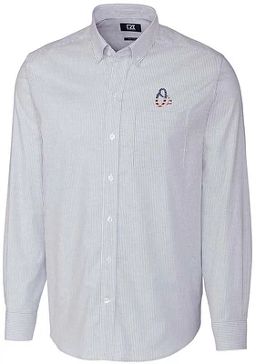 Cutter and Buck Baltimore Orioles Mens Light Blue Stretch Oxford Stripe Long Sleeve Dress Shirt