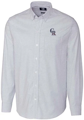 Cutter and Buck Colorado Rockies Mens Light Blue Stretch Oxford Stripe Long Sleeve Dress Shirt