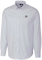 Cutter and Buck Miami Marlins Mens Light Blue Stretch Oxford Stripe Long Sleeve Dress Shirt