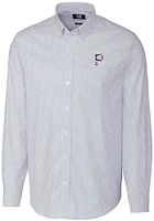 Cutter and Buck Pittsburgh Pirates Mens Light Blue Stretch Oxford Stripe Long Sleeve Dress Shirt