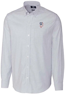 Cutter and Buck San Francisco Giants Mens Light Blue Stretch Oxford Stripe Long Sleeve Dress Shi..