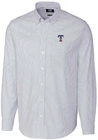 Cutter and Buck Texas Rangers Mens Light Blue Stretch Oxford Stripe Long Sleeve Dress Shirt