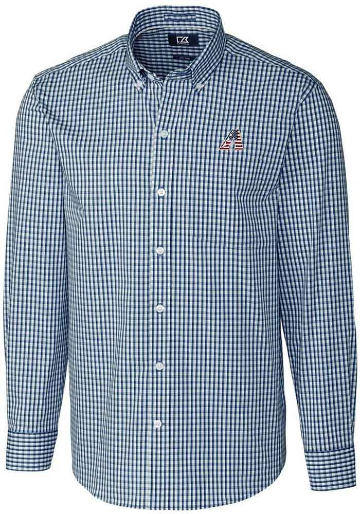 Cutter and Buck Arizona Diamondbacks Mens Navy Blue Easy Care Gingham Long Sleeve Dress Shirt