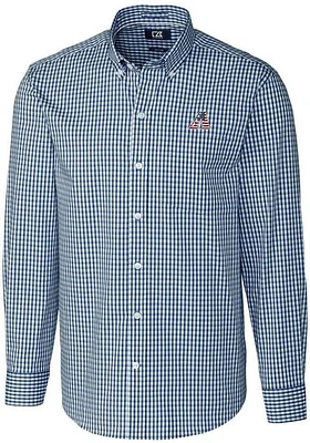 Cutter and Buck Arizona Diamondbacks Mens Navy Blue Easy Care Gingham Long Sleeve Dress Shirt
