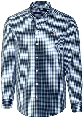 Cutter and Buck Baltimore Orioles Mens Navy Blue Easy Care Gingham Long Sleeve Dress Shirt