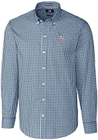 Cutter and Buck Chicago White Sox Mens Navy Blue Easy Care Gingham Long Sleeve Dress Shirt